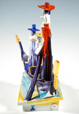 Venetian Journey with Gondola Figurine Group by Peter Strang for