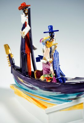 Venetian Journey with Gondola Figurine Group by Peter Strang for