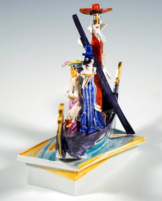 Venetian Journey with Gondola Figurine Group by Peter Strang for