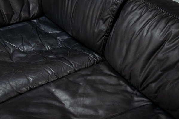 Model DS76 Modular Sofa in Black Leather from de Sede, 1970, Set