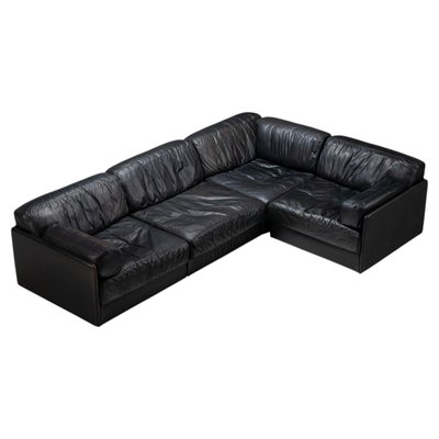 Model DS76 Modular Sofa in Black Leather from de Sede, 1970, Set
