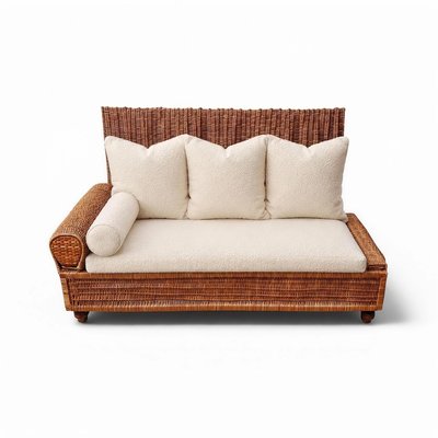 Art Deco Canape aus Weidengeflecht und Off-White Boucle, Österreich, 1920er Jahre bei Pamono kaufen