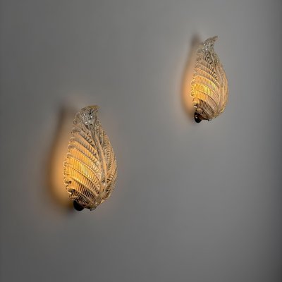Foglia Murano Glass Wall Lights by Ercole Barovier for Barovier