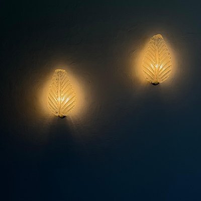 Foglia Murano Glass Wall Lights by Ercole Barovier for Barovier