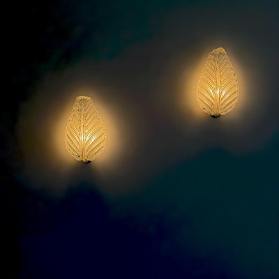 Foglia Murano Glass Wall Lights by Ercole Barovier for Barovier