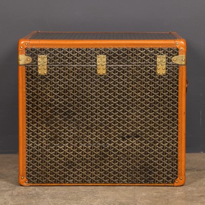 Antique French Hat Trunk in Chevron Canvas from Goyard, Paris
