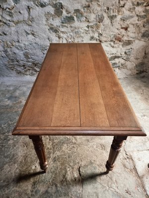 Antique Oak Dining Table with Drawer, France, Early 20th Century