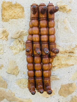 Antique Wall Mounted Turned Wood Folding Coat Rack, 1890s for sale