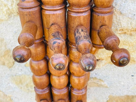 Antique Wall Mounted Turned Wood Folding Coat Rack, 1890s for sale