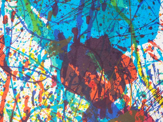 Vintage Lithograph Explosion of Colors Poster attributed to Sam