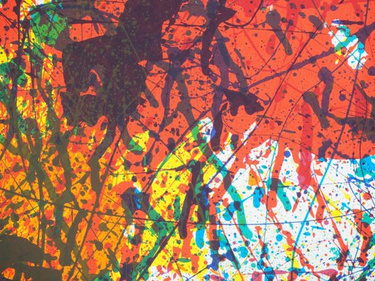 Vintage Lithograph Explosion of Colors Poster attributed to Sam