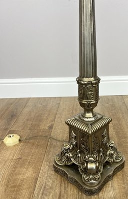 Vintage French Ornate Metal Standing Lamp with Tassel Shade for