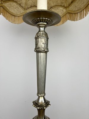 Vintage French Ornate Metal Standing Lamp with Tassel Shade for