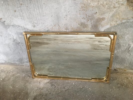 Vintage Italian Faux Bamboo Gilt Metal Framed Mirror 1970s For Faux Bamboo Gilt Metal Framed Mirror