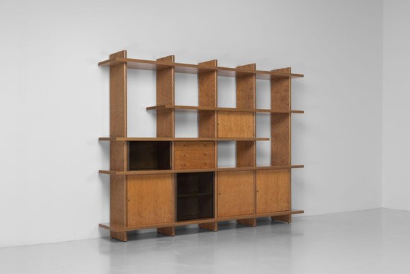 Saporiti Bookcase in Maple and Glass attributed to Giovanni