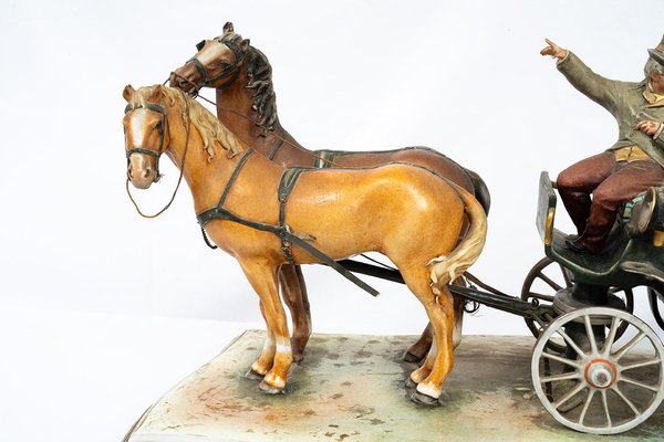 Antique 20th Century Capodimonte Sculpture Depicting a Horse-drawn