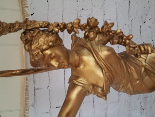 Antique French Gold Gilt Classic Lady Lavergne Sculpture Lamp and