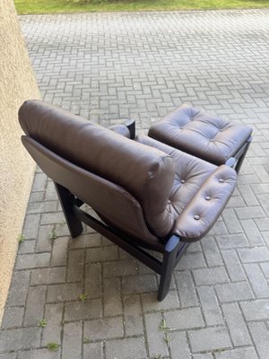 Set of Vintage Amigo Lounge Chair and Ottoman in Leather from