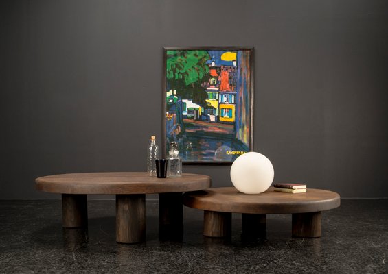 Brutalist Oak Tables, 1960s, Set of 2 for sale at Pamono