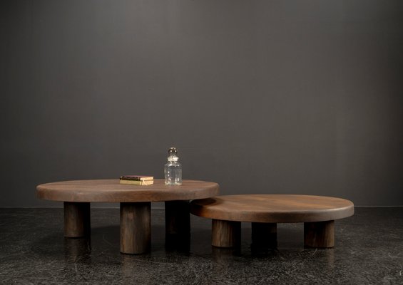 Brutalist Oak Tables, 1960s, Set of 2 for sale at Pamono