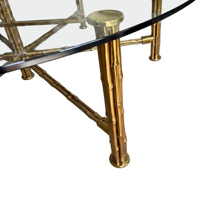Franzsischer Mid-Century Couchtisch mit Glasplatte in Bambus-Optik, 1960er  bei Pamono kaufen