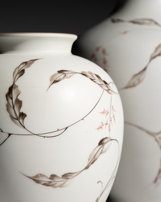 Silky Glazed Hand-Painted Vases by Fritz von Stockmayer for