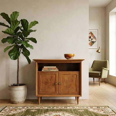 Small Vintage Walnut Veneer Cabinet, 1950s for sale at Pamono