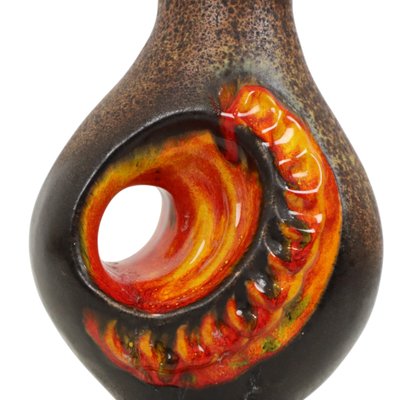 Orange Fat Lava Vase by Walter Gerhards, 1960s for sale at Pamono
