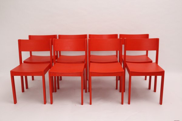 Mid Century Modern Red Dining Room Chairs By Carl Auböck For E A Pollack 1950s Set Of 8