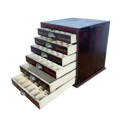 Antique Gütermann Thread Cabinet in Wood, 1890s for sale at Pamono