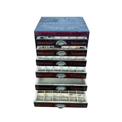 Antique Gütermann Thread Cabinet in Wood, 1890s for sale at Pamono