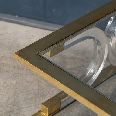 20th Century Hollywood Regency Italian Glass, Brass and Acrylic