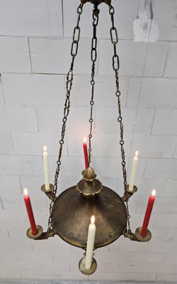 Antique Neo-Renaissance Greenman Candle Chandelier, 1980s for sale