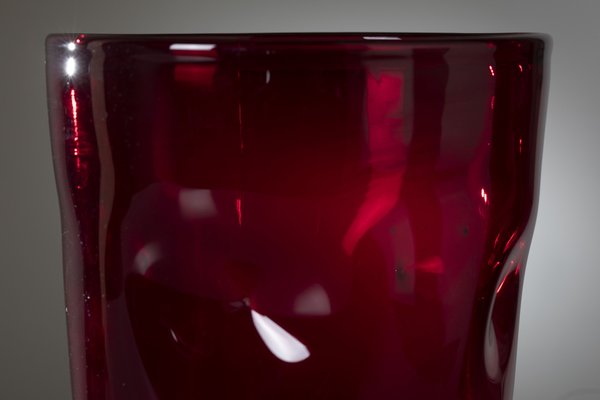 Empoli Glass Vase in Ruby Red, Italy, 1950s for sale at Pamono