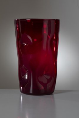 Empoli Glass Vase in Ruby Red, Italy, 1950s for sale at Pamono