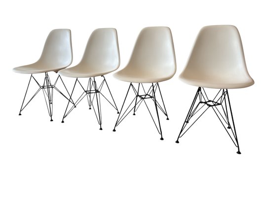 White DSR Chairs by Charles & Ray Eames for Vitra, 2012, Set of 4