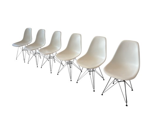 White DSR Chairs by Charles & Ray Eames for Vitra, 2012, Set of 6