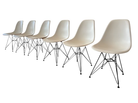 White DSR Chairs by Charles & Ray Eames for Vitra, 2012, Set of 6