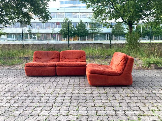 Vintage Velour Modular Sofa, 1970s, Set of 3 for sale at Pamono