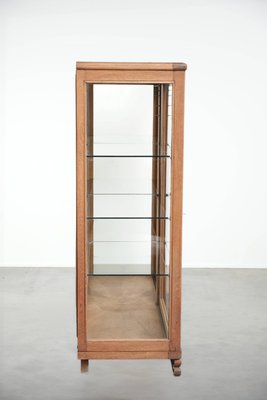 Antique Dutch Oak Display Cabinet with 2 Doors, Glass Shelves and