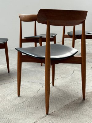Teak and Black Leather Dining Chairs by H. W. Klein for Bramin