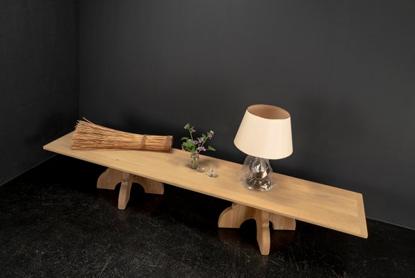 Brutalist Table Handcrafted Soaped Oak Bench, 1960s for sale at Pamono