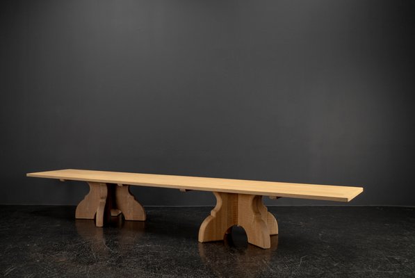 Brutalist Table Handcrafted Soaped Oak Bench, 1960s for sale at Pamono
