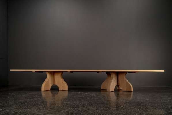 Brutalist Table Handcrafted Soaped Oak Bench, 1960s for sale at Pamono