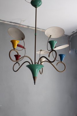 Mid Century Colorful Chandelier With Reflectors 1950s Mid Century Colorful Chandelier With Reflectors 1950s