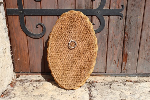 Vintage Oval Rope Mirror from Audoux & Minet, 1950 for sale at Pamono