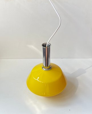 伊70s lamp made in Italy イタリア ヴィンテージ Vintage Italian Pendant Lamp in Yellow Glass and Chrome Plating