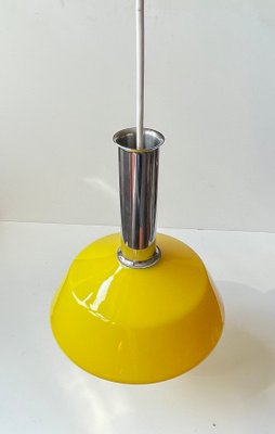 Vintage Italian Pendant Lamp in Yellow Glass and Chrome Plating