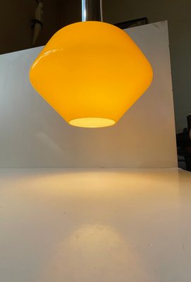Vintage Italian Pendant Lamp in Yellow Glass and Chrome Plating