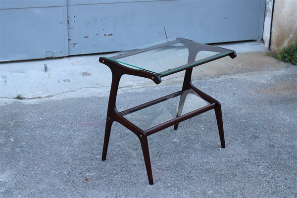 Minimalist Wood and Glass Coffee Table attributed to Cesare Lacca